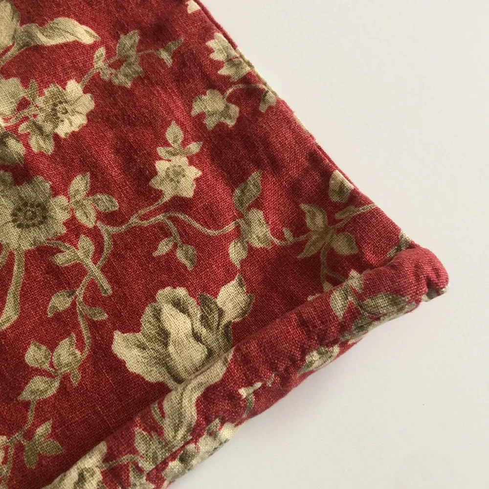 Pottery Barn Red Tan Floral Pillow Cover Square Pottery Barn Red Tan Paisley Y2K